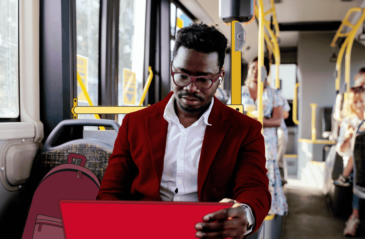 man working on bus