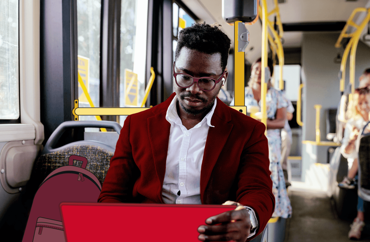 man working on bus