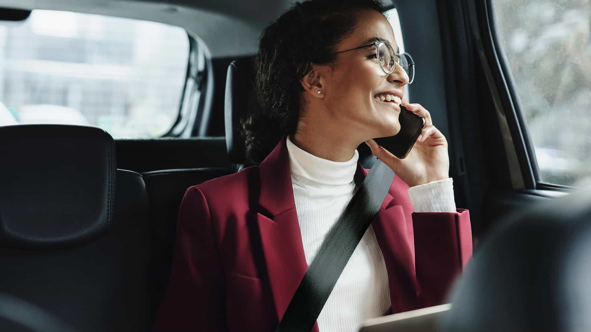 woman taking a business ride