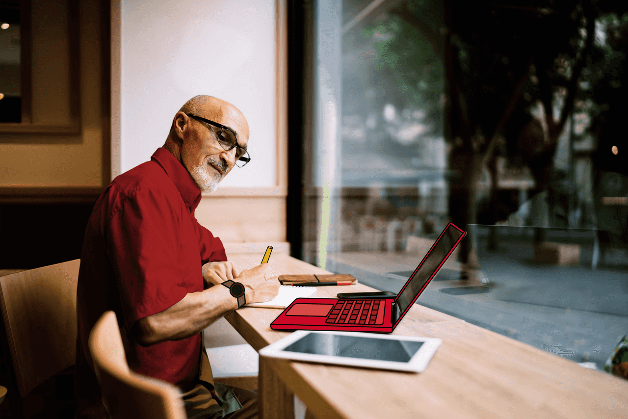 Planning at laptop