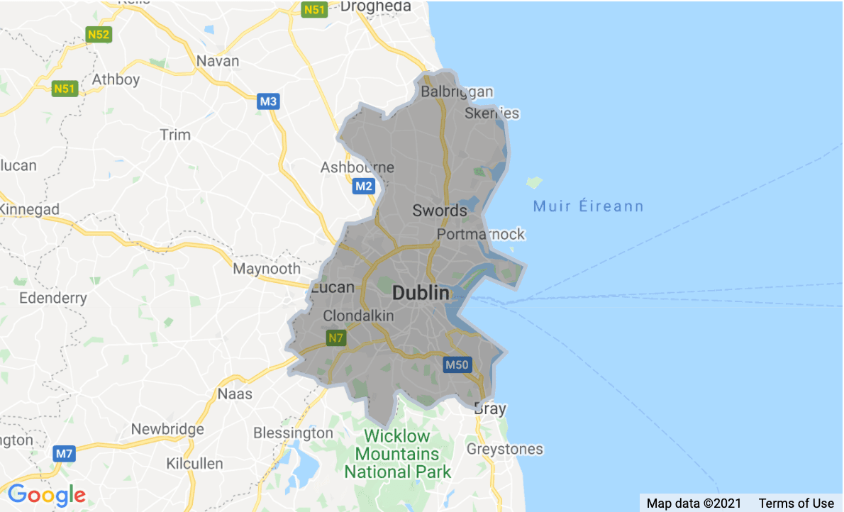 Taxi operating area in Dublin