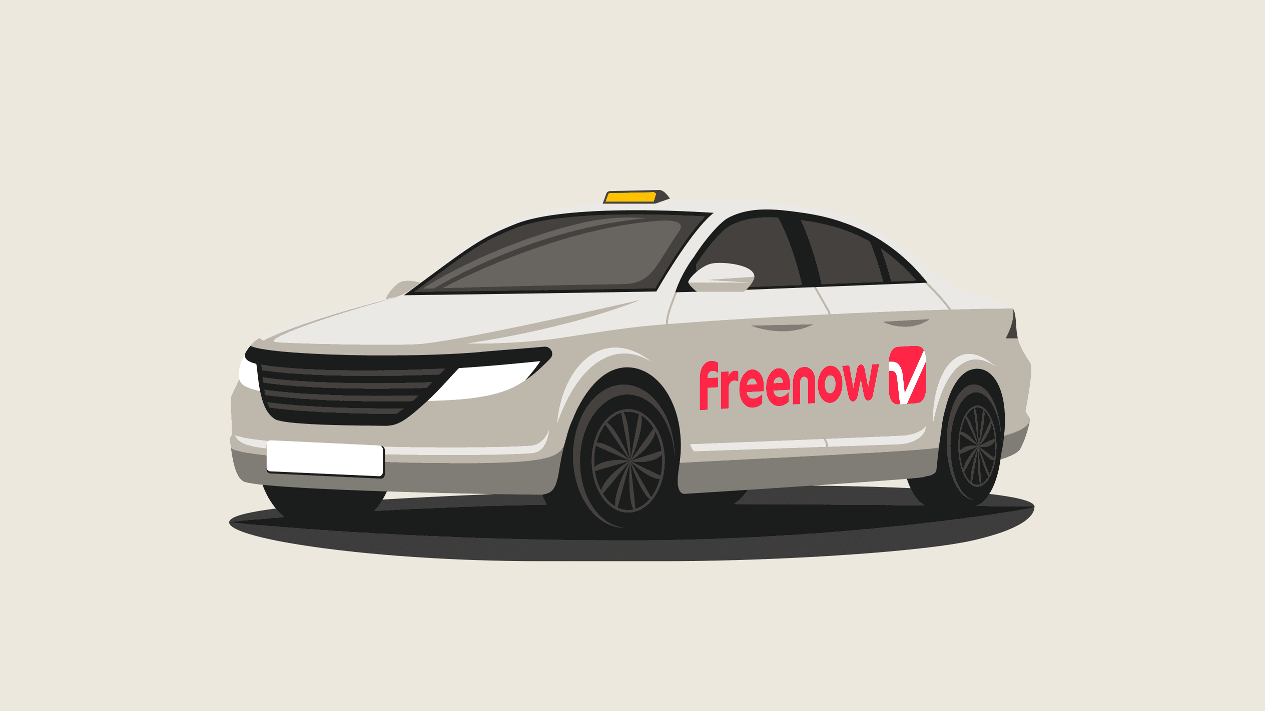 Illustration of a taxi with FREENOW advertising