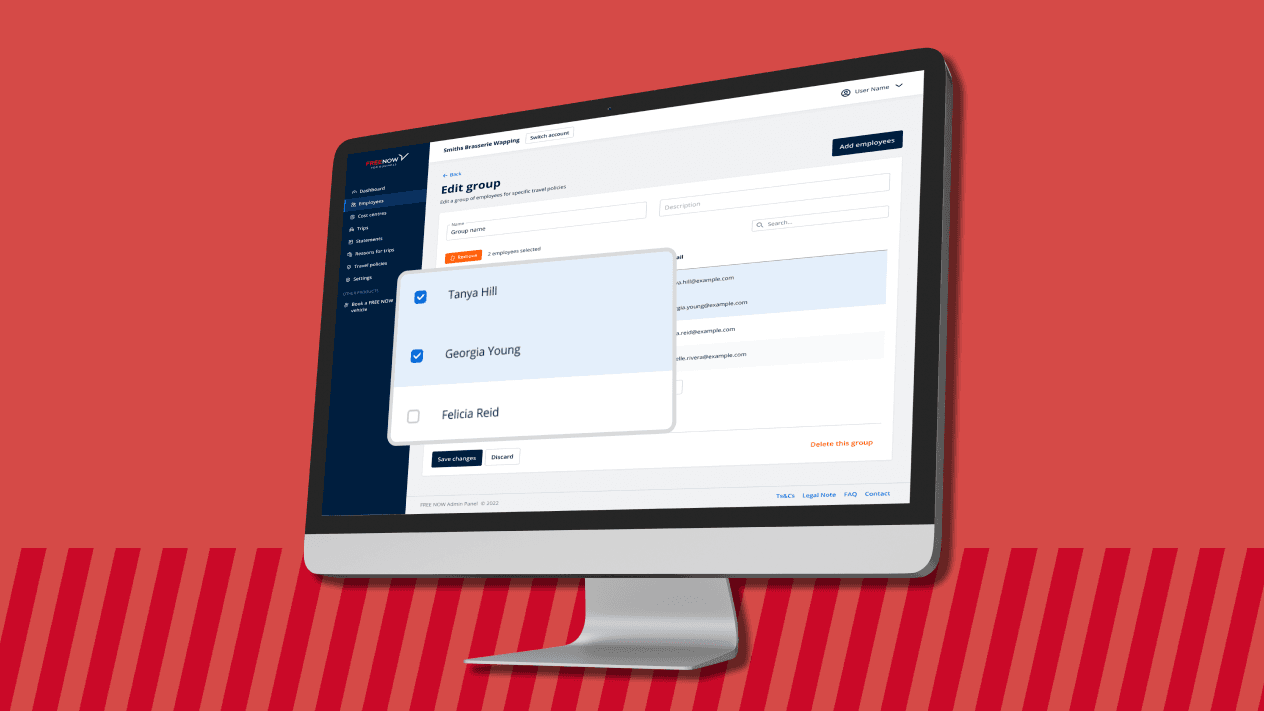 Lo schermo di un computer mostra il pannello di amministrazione di Freenow Employee Benefits, dove i team delle risorse umane possono invitare i nuovi dipendenti al loro Mobility Budget.