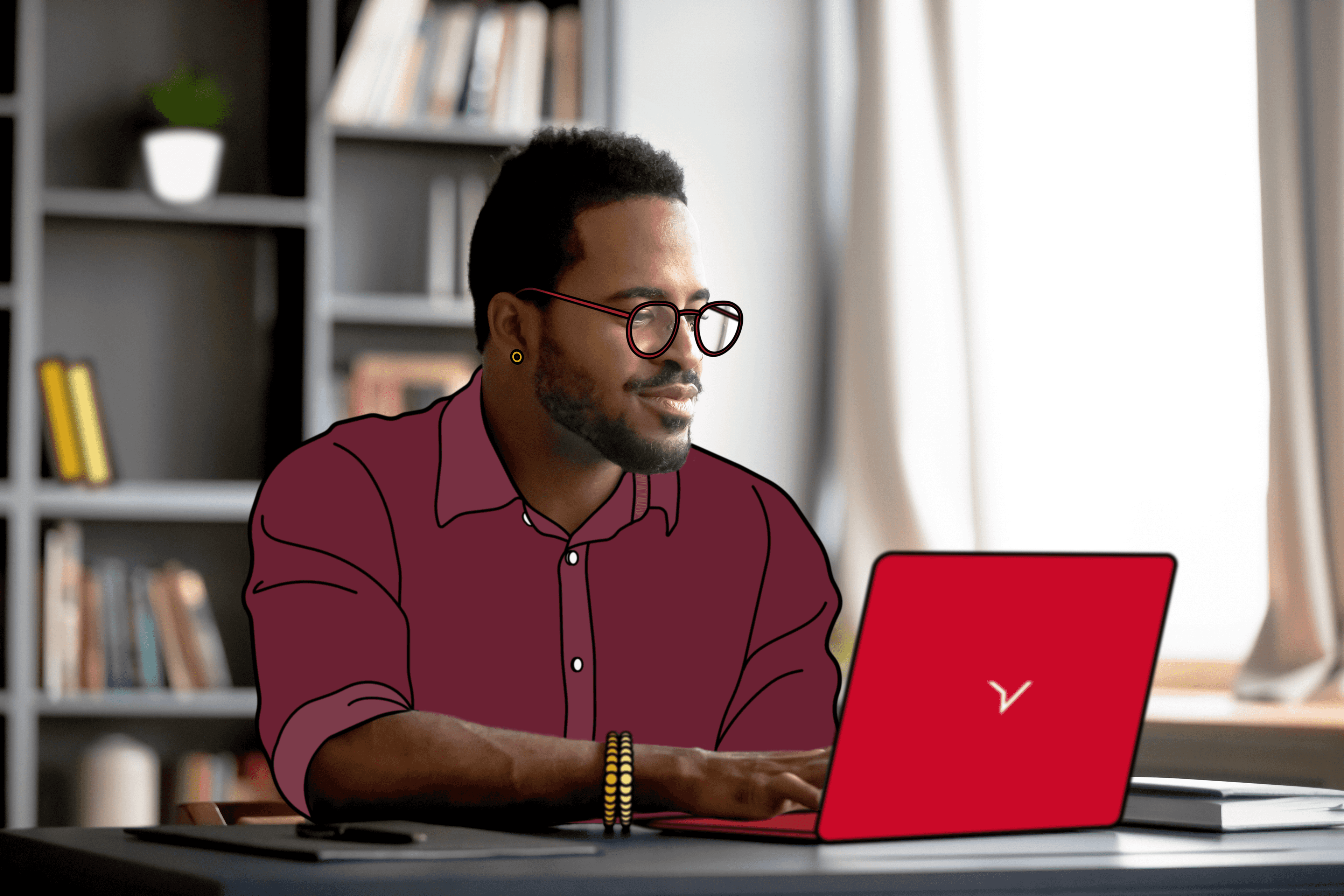 Man working at laptop