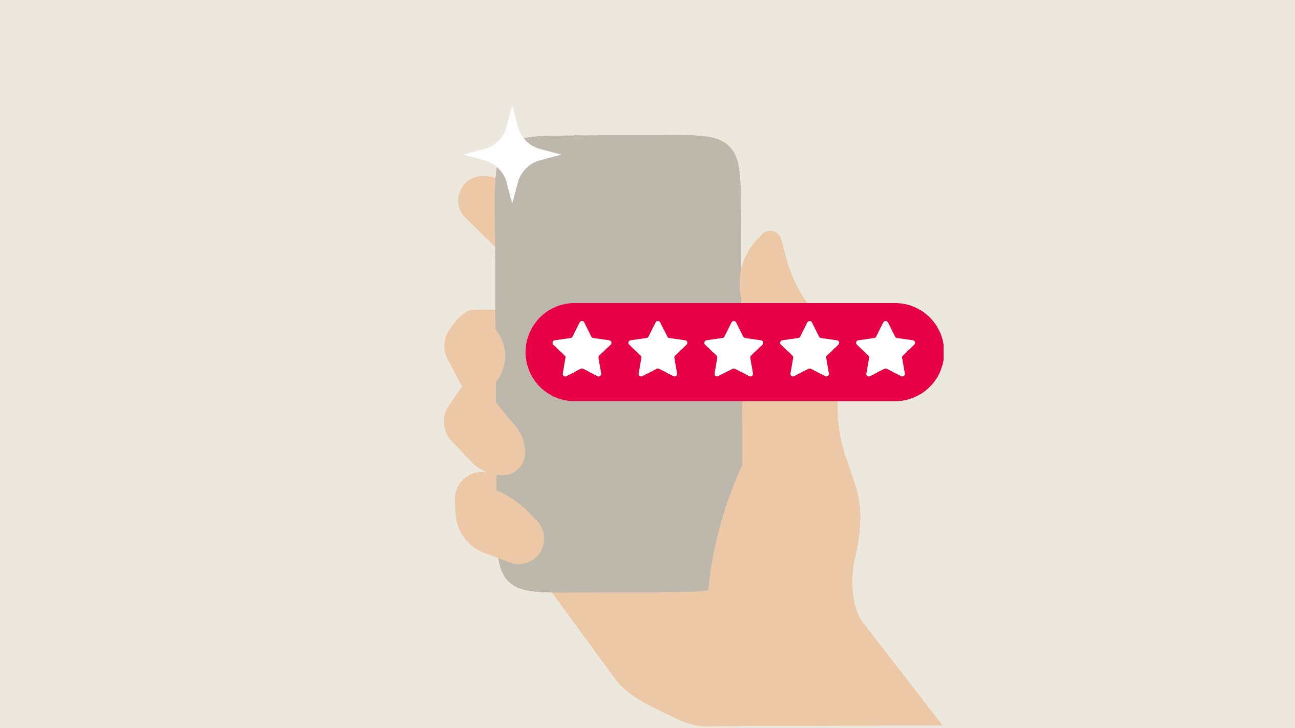 Illustration of phone with 5 stars