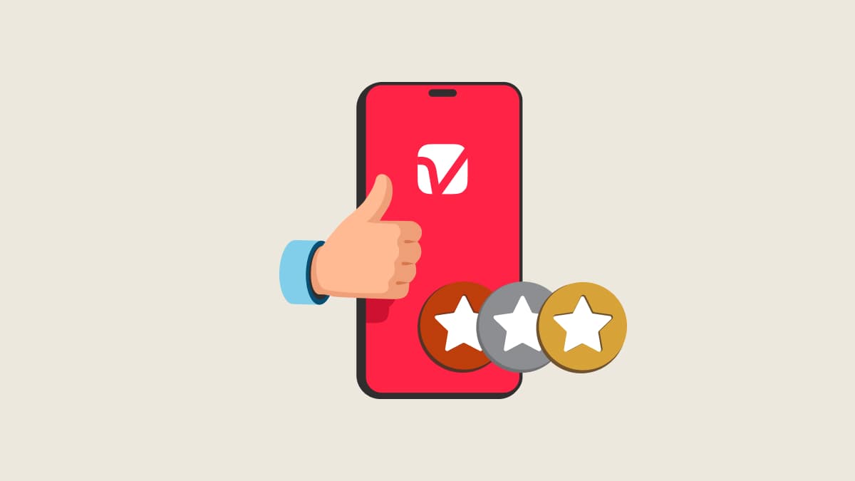 Illustration of phone with 5 stars